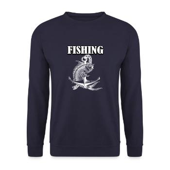 Drôle de pêcheur à la ligne - Sweat-shirt Unisexe - marine - Devant - Alina (178cm) & Michal (187cm)