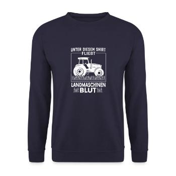 Landwirt Landmaschinen Blut Traktor Bauer Acker - Unisex Pullover - Navy - Vorne - Alina (178cm) & Michal (187cm)