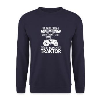 Landwirt Schönster Platz Traktor Bauer Acker - Unisex Pullover - Navy - Vorne - Alina (178cm) & Michal (187cm)
