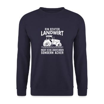 Landwirt Überstunden Sondern Acker Traktor Bauer - Unisex Pullover - Navy - Vorne - Alina (178cm) & Michal (187cm)