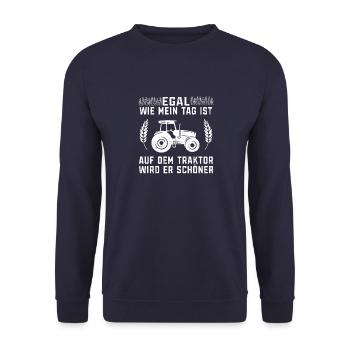 Landwirt Auf Dem Traktor Wird Es Schöner Bauer - Unisex Pullover - Navy - Vorne - Alina (178cm) & Michal (187cm)