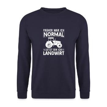 Früher War Ich Normal Landwirt Traktor Bauer - Unisex Pullover - Navy - Vorne - Alina (178cm) & Michal (187cm)