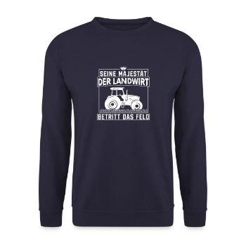 Majestät Landwirt Feld Arbeit Traktor Bauer Acker - Unisex Pullover - Navy - Vorne - Alina (178cm) & Michal (187cm)