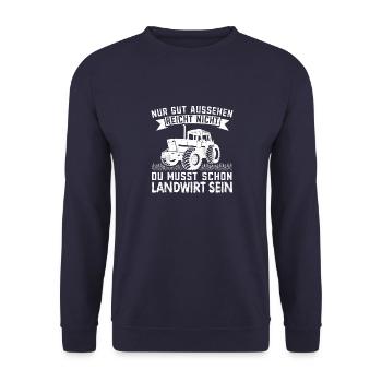 Landwirt Gut Aussehen Traktor Bauer Acker Felder - Unisex Pullover - Navy - Vorne - Alina (178cm) & Michal (187cm)