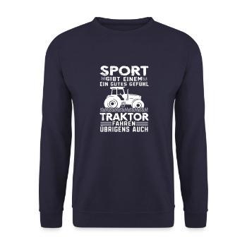 Landwirt Pflanzen Arbeit Traktor Bauer Acker - Unisex Pullover - Navy - Vorne - Alina (178cm) & Michal (187cm)