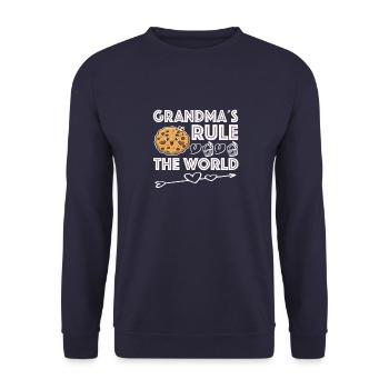 Oma Omi Großmutter Geschenkidee - Unisex Pullover - Navy - Vorne - Alina (178cm) & Michal (187cm)