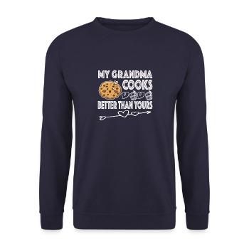 Oma Omi Großmutter Geschenkidee - Unisex Pullover - Navy - Vorne - Alina (178cm) & Michal (187cm)