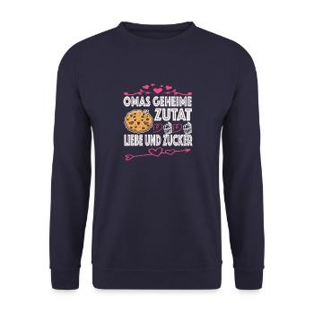Oma Omi Großmutter Geschenkidee - Unisex Pullover - Navy - Vorne - Alina (178cm) & Michal (187cm)