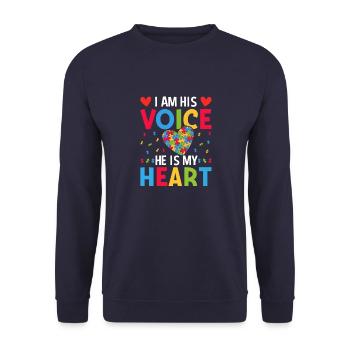 I Am His Voice He Is My Heart Autism Awareness - Unisex Sweatshirt - navy - Front - Alina (178cm) & Michal (187cm)