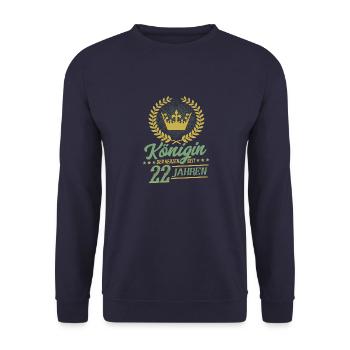Königin der Herzen seit 22 Jahren - Unisex Pullover - Navy - Vorne - Alina (178cm) & Michal (187cm)
