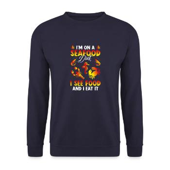 Funny Joke - Fruits de mer - Sweat-shirt Unisexe - marine - Devant - Alina (178cm) & Michal (187cm)