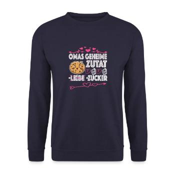 Oma Omi Großmutter Geschenkidee - Unisex Pullover - Navy - Vorne - Alina (178cm) & Michal (187cm)