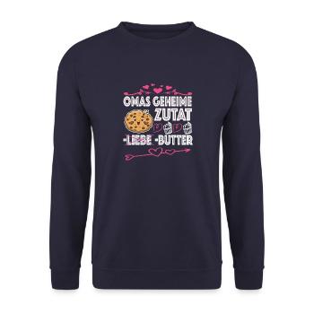 Oma Omi Großmutter Geschenkidee - Unisex Pullover - Navy - Vorne - Alina (178cm) & Michal (187cm)