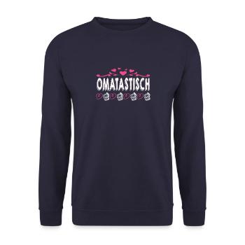 Oma Omi Großmutter Geschenkidee - Unisex Pullover - Navy - Vorne - Alina (178cm) & Michal (187cm)