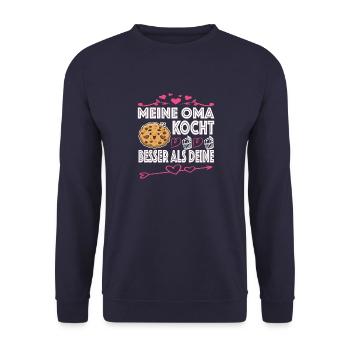Oma Omi Großmutter Geschenkidee - Unisex Pullover - Navy - Vorne - Alina (178cm) & Michal (187cm)