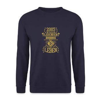 18. Geburtstag Sprüche Volljährig Achtzehn Vintage - Unisex Pullover - Navy - Vorne - Alina (178cm) & Michal (187cm)