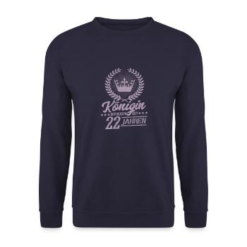 Königin der Herzen seit 22 Jahren - Unisex Pullover - Navy - Vorne - Alina (178cm) & Michal (187cm)