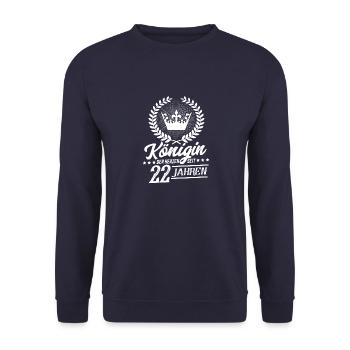 Königin der Herzen seit 22 Jahren - Unisex Pullover - Navy - Vorne - Alina (178cm) & Michal (187cm)
