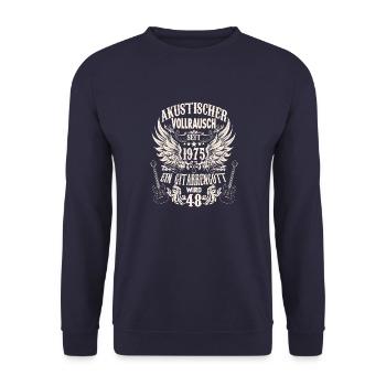 Gitarristen Geburtstag Spruch Jahrgang 1975 48 - Unisex Pullover - Navy - Vorne - Alina (178cm) & Michal (187cm)