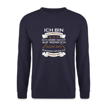 HANDWERKER DESIGN I LUSTIG - Unisex Pullover - Navy - Vorne - Alina (178cm) & Michal (187cm)