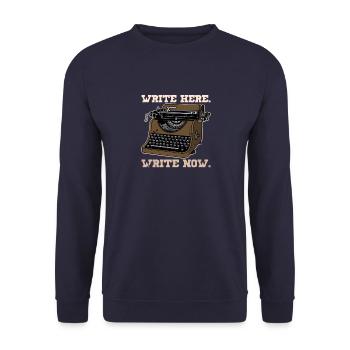 Author Bücher Schriftsteller Schreibmaschine - Unisex Pullover - Navy - Vorne - Alina (178cm) & Michal (187cm)