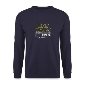 Das Wars Bester Papa Geburt Episode 1 Erstes Kind - Unisex Pullover - Navy - Vorne - Alina (178cm) & Michal (187cm)