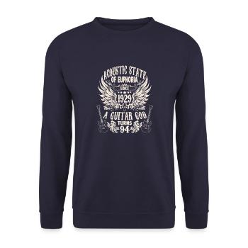 Guitarists Rocker Birthday Band born 1929 - Unisex Sweatshirt - navy - Front - Alina (178cm) & Michal (187cm)