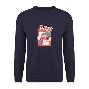Milkshake Erdbeere Japan Makronen Geschenk - Unisex Pullover - Navy - Vorne - Alina (178cm) & Michal (187cm)