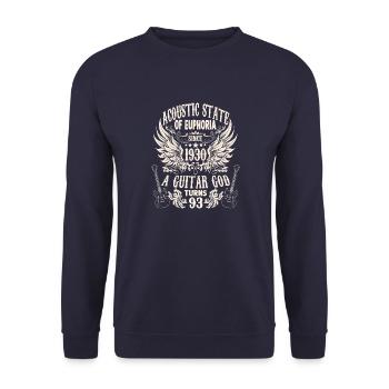 Guitarists Birthday Born 1930 93 years - Unisex Sweatshirt - navy - Front - Alina (178cm) & Michal (187cm)