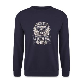 Guitar Fan Musician Guitarist Birthday 1935 - Unisex Sweatshirt - navy - Front - Alina (178cm) & Michal (187cm)