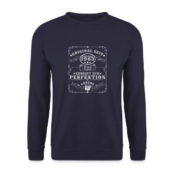60 Jahre: Oktober 1963, Whisky - Unisex Pullover - Navy - Vorne - Alina (178cm) & Michal (187cm)