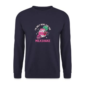 Japanisch Getränk Kawaii Milkshake Erdbeere - Unisex Pullover - Navy - Vorne - Alina (178cm) & Michal (187cm)
