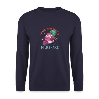 Japanisch Getränk Kawaii Milkshake Erdbeere - Unisex Pullover - Navy - Vorne - Alina (178cm) & Michal (187cm)
