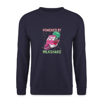 Erdbeeren Geschmack Milkshake Kawaii Japan - Unisex Pullover - Navy - Vorne - Alina (178cm) & Michal (187cm)