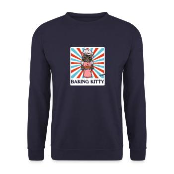 Katzenliebhaber Brötchen Backen Bäcker Spruch - Unisex Pullover - Navy - Vorne - Alina (178cm) & Michal (187cm)