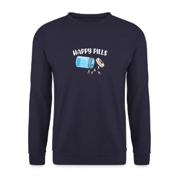 Happy Pills Boston Terrier Funny Dog Lover Humor - Unisex Sweatshirt - navy - Front - Alina (178cm) & Michal (187cm)