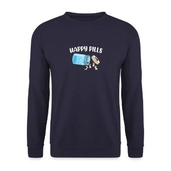 Happy Pills Shih Tzu Funny Dog Lover Humor Pet Pun - Unisex Sweatshirt - navy - Front - Alina (178cm) & Michal (187cm)
