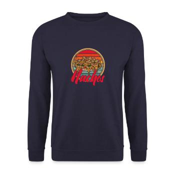 Cheese Nachos Jalapenos Mexico Mexican cuisine - Unisex Pullover - Navy - Vorne - Alina (178cm) & Michal (187cm)