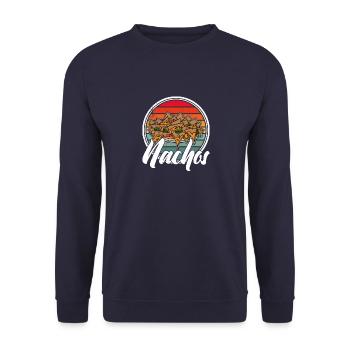 Cheese Nachos Jalapenos Mexico Mexican cuisine - Unisex Pullover - Navy - Vorne - Alina (178cm) & Michal (187cm)