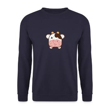 Cute Emo Cow in Kawaii Style - Unisex Sweatshirt - navy - Front - Alina (178cm) & Michal (187cm)