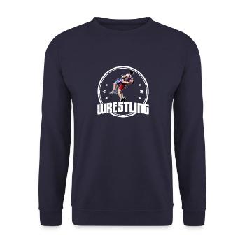Freistilringen Wrestling Ringen Kampfsport - Unisex Pullover - Navy - Vorne - Alina (178cm) & Michal (187cm)