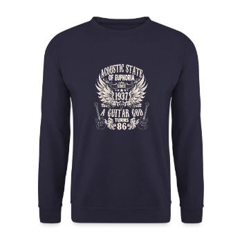 Guitarists Birthday Born 1937 86 years - Unisex Sweatshirt - navy - Front - Alina (178cm) & Michal (187cm)