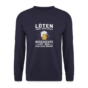 Löten Filmriss Mallorca Party Saufen Biertrinker - Unisex Pullover - Navy - Vorne - Alina (178cm) & Michal (187cm)