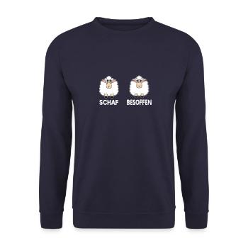 Schaf Besoffen Mallorca Party Saufen Biertrinker - Unisex Pullover - Navy - Vorne - Alina (178cm) & Michal (187cm)