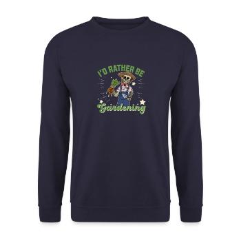 Hobbygärtner Garten Blumen Spooky Skelett - Unisex Pullover - Navy - Vorne - Alina (178cm) & Michal (187cm)
