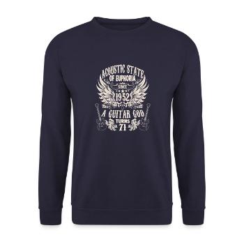 Guitarists Birthday Born 1952 71 years - Unisex Sweatshirt - navy - Front - Alina (178cm) & Michal (187cm)
