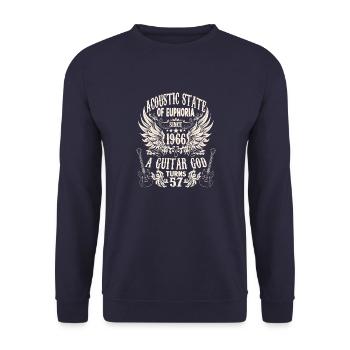 Guitarists Birthday Born 1966 57 years - Unisex Sweatshirt - navy - Front - Alina (178cm) & Michal (187cm)