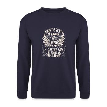 Guitarists Birthday Born 1975 48 - Unisex Sweatshirt - navy - Front - Alina (178cm) & Michal (187cm)