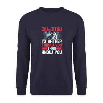 Jiu Jitsu Judo BJJ Filles Arts Martiaux Sports - Sweat-shirt Unisexe - marine - Devant - Alina (178cm) & Michal (187cm)