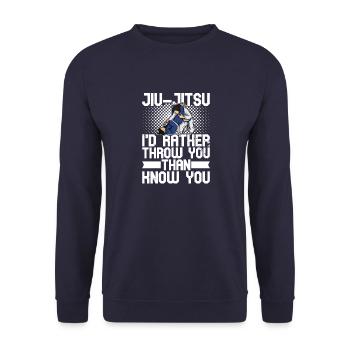 Jiu Jitsu Judo BJJ Piger Kampsport - Unisex sweater - marineblå - Foran - Alina (178cm) & Michal (187cm)